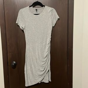 ALYA Heather Gray Ruched Tee Dress 👗Size Large